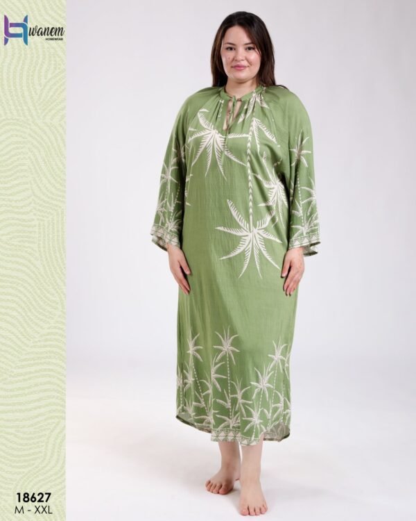 Hawanem Robe longue imprimée palmiers – Réf 18627 – Vert
