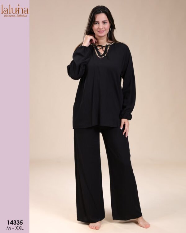 Laluna Ensemble tunique et pantalon – Réf 14335 – Noir