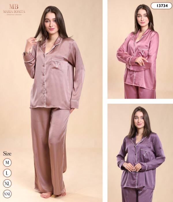 Maria Bonita Pyjama satin boutonné – Réf 13734 – Couleurs assorties