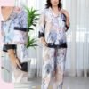 Maria Bonita Pyjama satin imprimé – Réf 17369 – Rose poudré