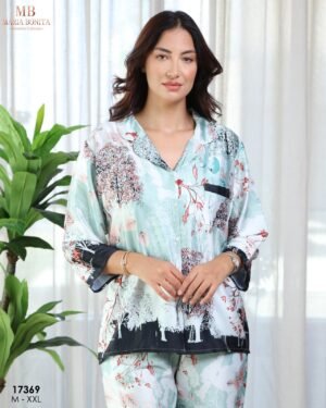 Maria Bonita Pyjama satin imprimé – Réf 17369 – Vert d'eau
