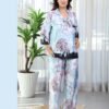 Maria Bonita Pyjama satin imprimé – Réf 17369 – Bleu ciel