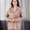 Maria Bonita Pyjama satin chemise imprimé – Réf 17387 – Camel