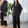 Maria Bonita Pyjama satin chemise imprimé – Réf 17505 – Noir
