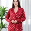 Maria Bonita Pyjama satin chemise imprimé – Réf 17505 – Rouge