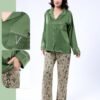 Maria Bonita Pyjama satin chemise brodé – Réf 17540 – Vert