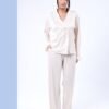 Maria Bonita Pyjama satin croisé à plumes – Réf 17582 – Écru