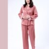 Maria Bonita Pyjama satin croisé à plumes – Réf 17589 – Vieux rose
