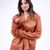 Maria Bonita Pyjama satin croisé à plumes – Réf 17704 – Rouille