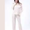 Maria Bonita Pyjama satin croisé à plumes – Réf 17704 – Écru