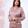 Maria Bonita Pyjama satin boutonné dentelle – Réf 17765 – Taupe rosé