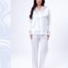 Maria Bonita Pyjama satin boutonné dentelle – Réf 17765 – Blanc