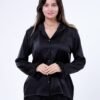 Maria Bonita Pyjama satin chemise volants fleurs – Réf 17776 – Noir