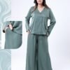 Maria Bonita Pyjama satin croisé pantalon large – Réf 17781 – Vert sauge