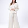 Maria Bonita Pyjama satin croisé pantalon large – Réf 17781 – Écru
