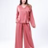 Maria Bonita Pyjama satin croisé pantalon large – Réf 17781 – Vieux rose