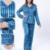 Maria Bonita Pyjama satin chemise rayé – Réf 17787 – Bleu pétrole