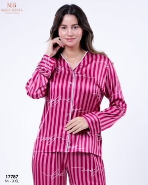 Maria Bonita Pyjama satin chemise rayé – Réf 17787 – Fuchsia