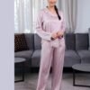 Maria Bonita Pyjama satin chemise dentelle – Réf 18017 – Vieux rose