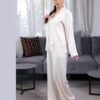 Maria Bonita Pyjama satin chemise dentelle – Réf 18017 – Ivoire