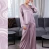 Maria Bonita Pyjama satin croisé pantalon large – Réf 18019 – Mauve