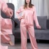 Maria Bonita Pyjama satin chemise dentelle – Réf 18040 – Rose