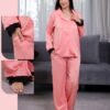Maria Bonita Pyjama satin jacquard volants – Réf 18057 – Corail