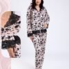 Maria Bonita Pyjama satin fleuri dentelle – Réf 18215 – Rose pâle et noir