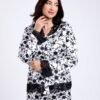 Maria Bonita Pyjama satin fleuri dentelle – Réf 18215 – Blanc et noir