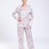 Maria Bonita Pyjama satin fleuri dentelle – Réf 18232 – Écru fleuri