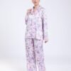 Maria Bonita Pyjama satin fleuri dentelle – Réf 18232 – Lilas fleuri