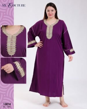 My Couture Caftan d'intérieur brodé – Réf 13814 – Violet