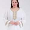 My Couture Caftan d'intérieur brodé – Réf 13814 – Blanc