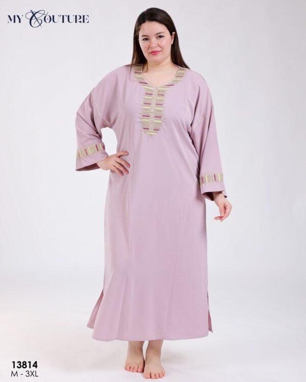 My Couture Caftan d'intérieur brodé – Réf 13814 – Lilas