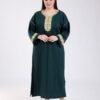 My Couture Caftan d'intérieur brodé – Réf 13814 – Vert bouteille