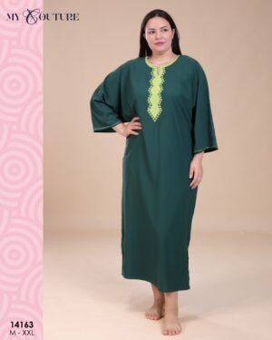 My Couture Caftan d'intérieur brodé – Réf 14163 – Vert bouteille