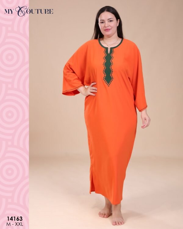 My Couture Caftan d'intérieur brodé – Réf 14163 – Orange