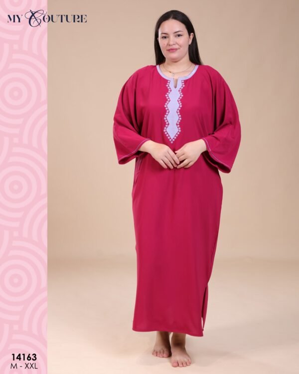 My Couture Caftan d'intérieur brodé – Réf 14163 – Framboise