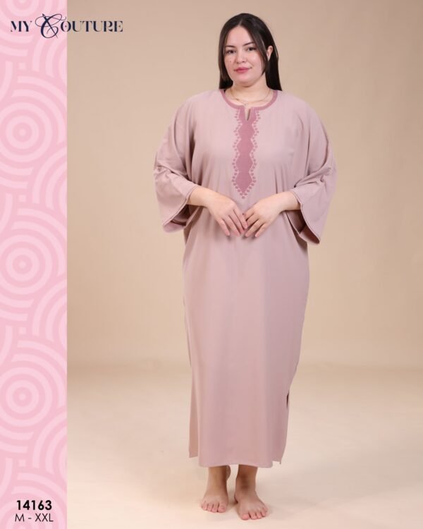 My Couture Caftan d'intérieur brodé – Réf 14163 – Beige