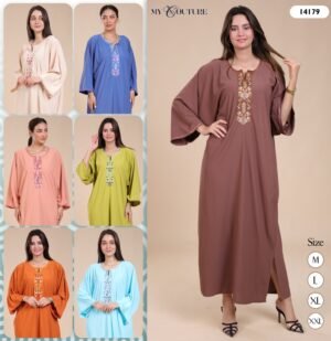 My Couture Caftan d'intérieur brodé – Réf 14179 – Couleurs assorties