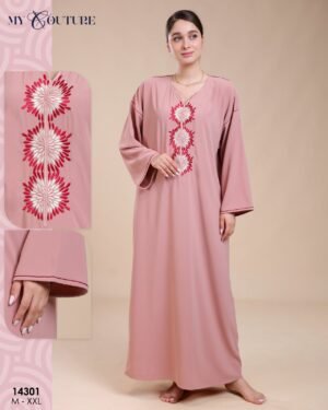 My Couture Caftan d'intérieur brodé – Réf 14301 – Vieux rose