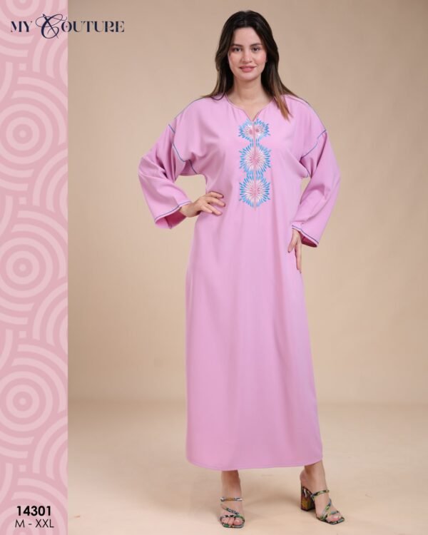 My Couture Caftan d'intérieur brodé – Réf 14301 – Lilas