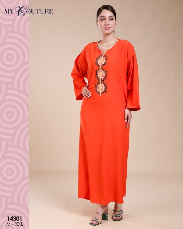 My Couture Caftan d'intérieur brodé – Réf 14301 – Orange