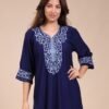My Couture Caftan d'intérieur brodé – Réf 14341 – Bleu marine