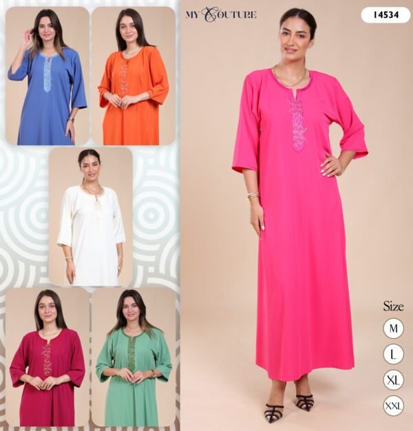 My Couture Caftan d'intérieur brodé – Réf 14534 – Couleurs assorties
