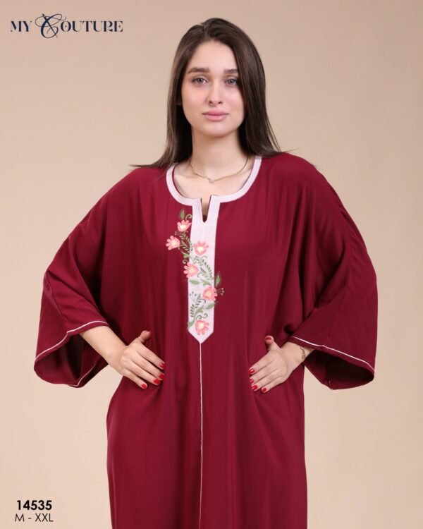 My Couture Caftan d'intérieur brodé – Réf 14535 – Bordeaux