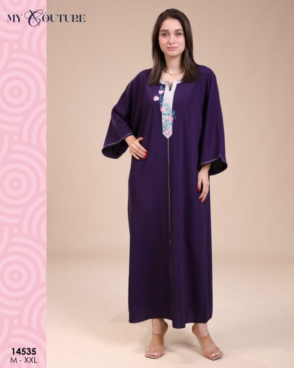 My Couture Caftan d'intérieur brodé – Réf 14535 – Violet