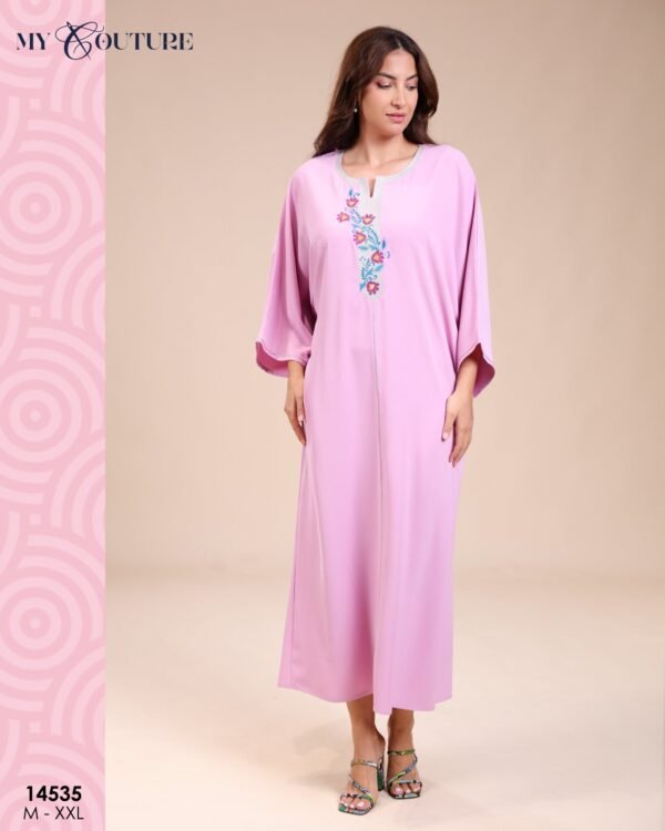 My Couture Caftan d'intérieur brodé – Réf 14535 – Rose