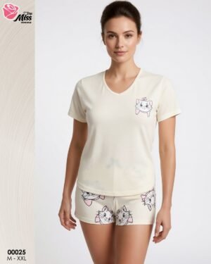 Rose Miss Pyjama short – Réf 00025 – Écru