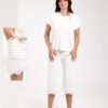 Rose Miss Pyjama pantacourt – Réf 00130 – Blanc rayé gris